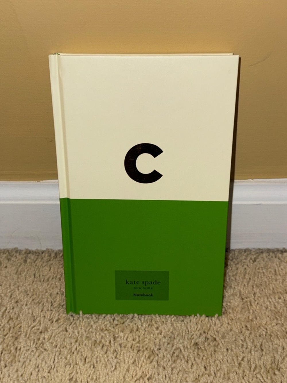 kate spade Two-Tone Initial Hardcover Notebook in Cream & Green